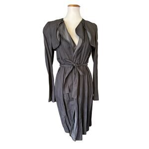 ELAINE KIM  Avant Garde Trench Coat/ Dress, Size Small, Dark Gray